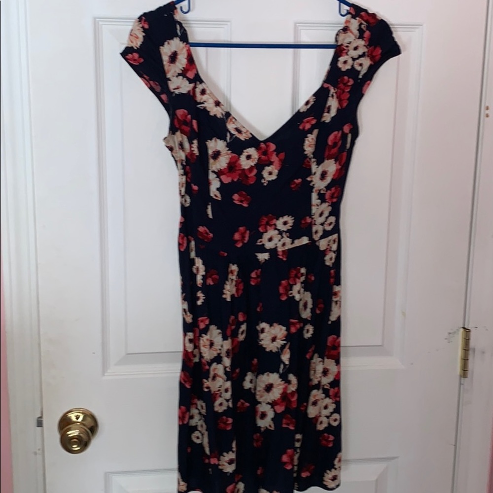 Off the Shoulder Blue floral print summer dress